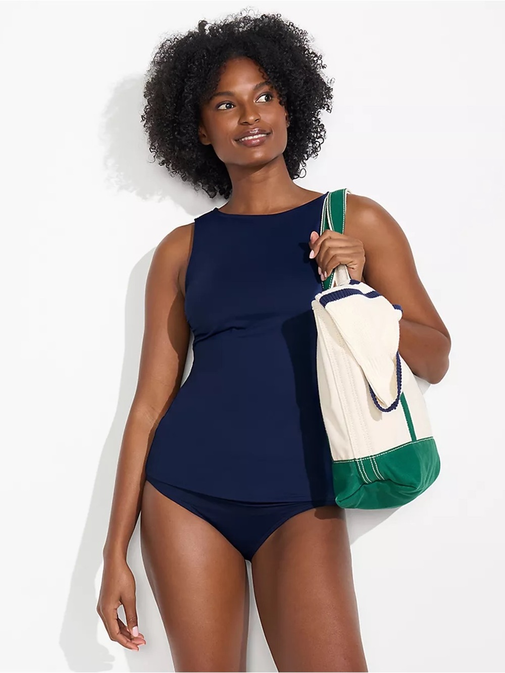 NWOT Lands' End Tummy Control High Waisted Swim Bottoms~Deep Sea Navy